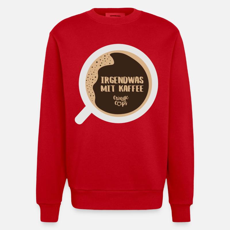 Irgendwas mit Kaffee - Heavyweight Oversized Organic Crew Neck Made in EU - Rot
