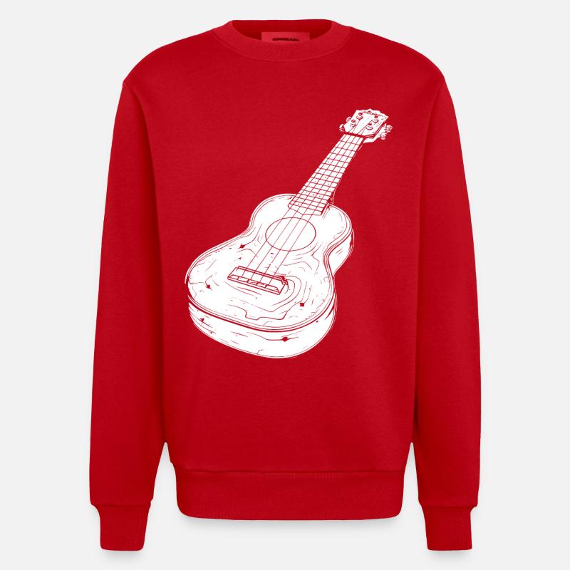 Dessin de ukulélé - Sweat bio épais oversize fabriqué en UE - rouge