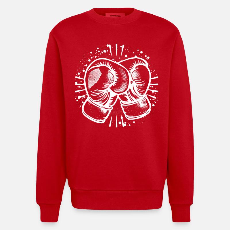 Dessin de gants de boxe - Sweat bio épais oversize fabriqué en UE - rouge