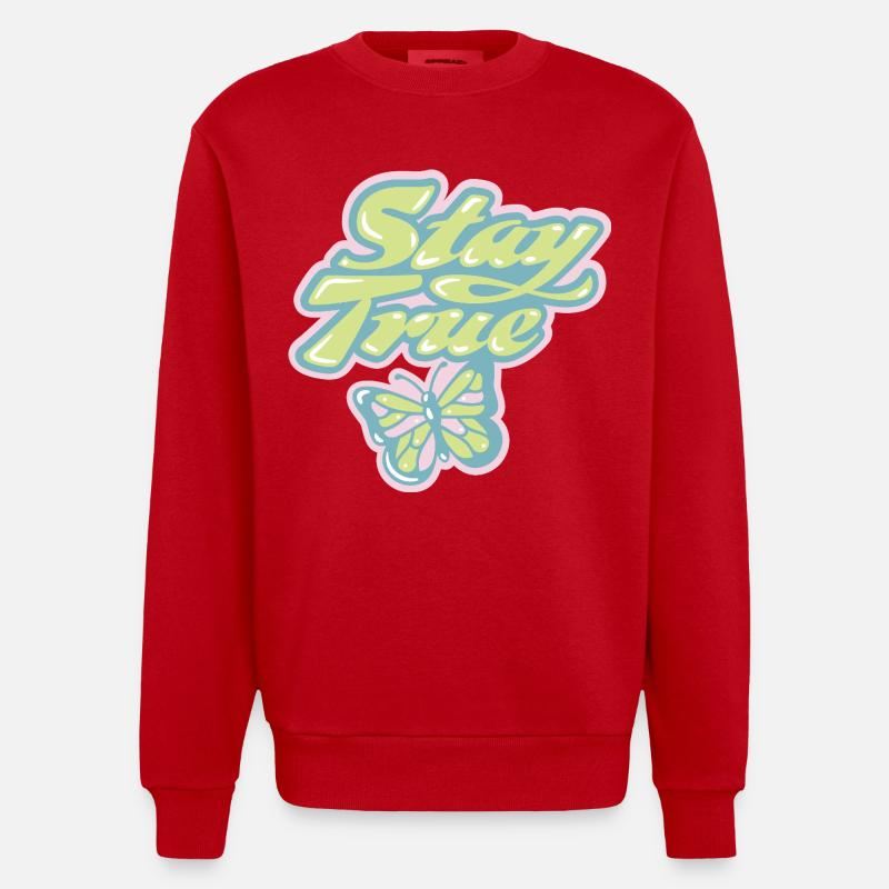 Stay True – Rétro pastel doux - Sweat bio épais oversize fabriqué en UE - rouge