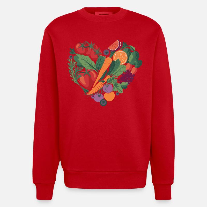 Gesunder Lebensstil Herz Gemüse - Heavyweight Oversized Organic Crew Neck Made in EU - Rot