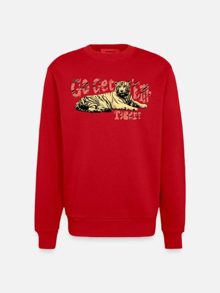 Go Get 'Em, Tiger! – Motivational Tiger - Heavyweight Oversized Organic Crew Neck Made in EU - red