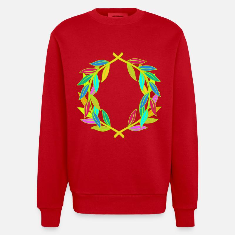 Regenbogen Lorbeerkranz Lorbeer - Heavyweight Oversized Organic Crew Neck Made in EU - Rot