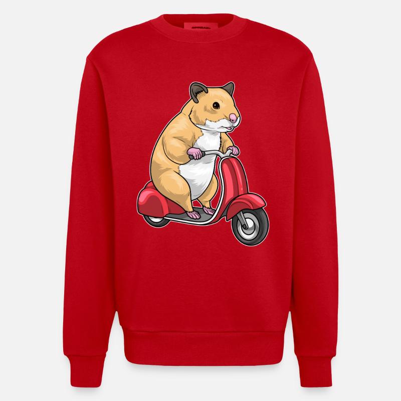 Hamster Motorroller - Heavyweight Oversized Organic Crew Neck Made in EU - Rot