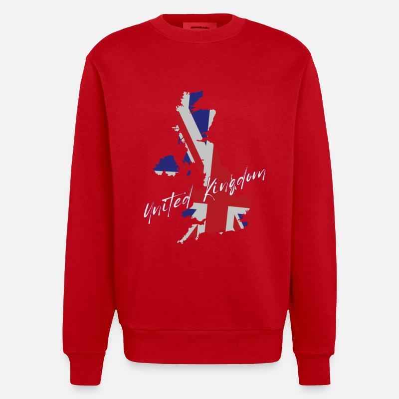 Fierté britannique, drapeau du Royaume-Uni - Sweat bio épais oversize fabriqué en UE - rouge