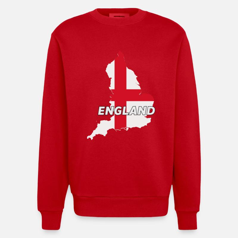 Drapeau de l’Angleterre, fierté britannique - Sweat bio épais oversize fabriqué en UE - rouge