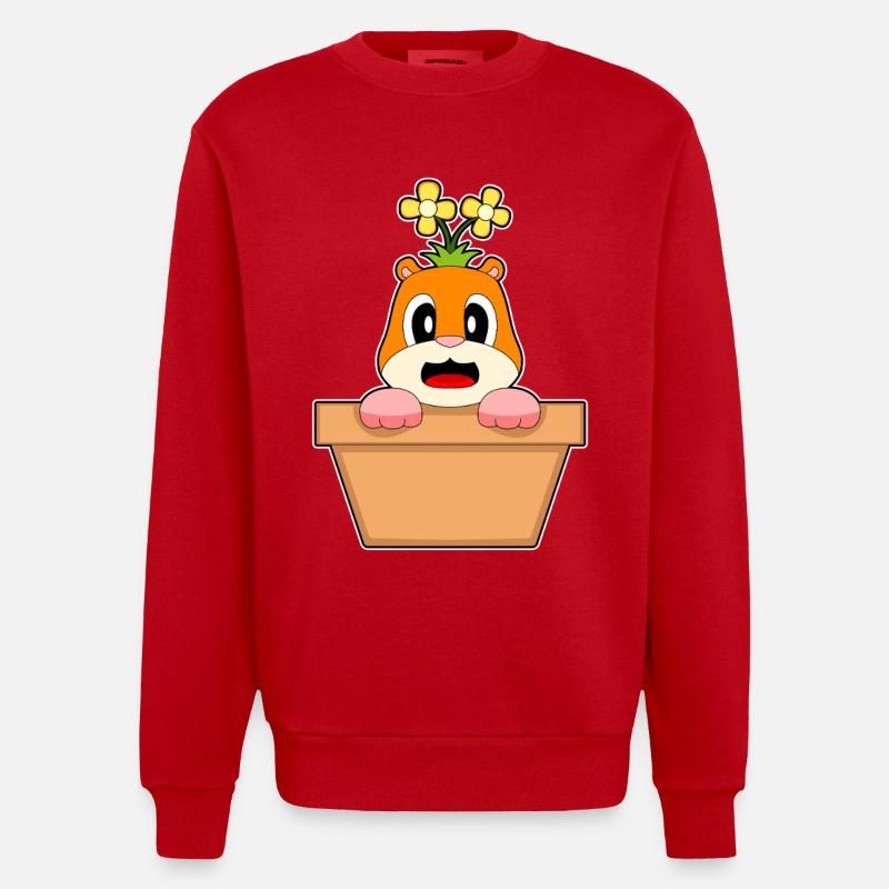 Fleur de hamster - Sweat bio épais oversize fabriqué en UE - rouge