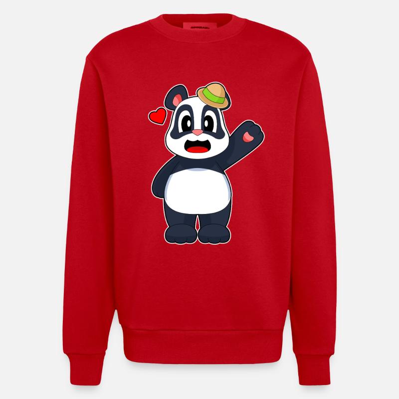 Panda Hut - Heavyweight Oversized Organic Crew Neck Made in EU - Rot