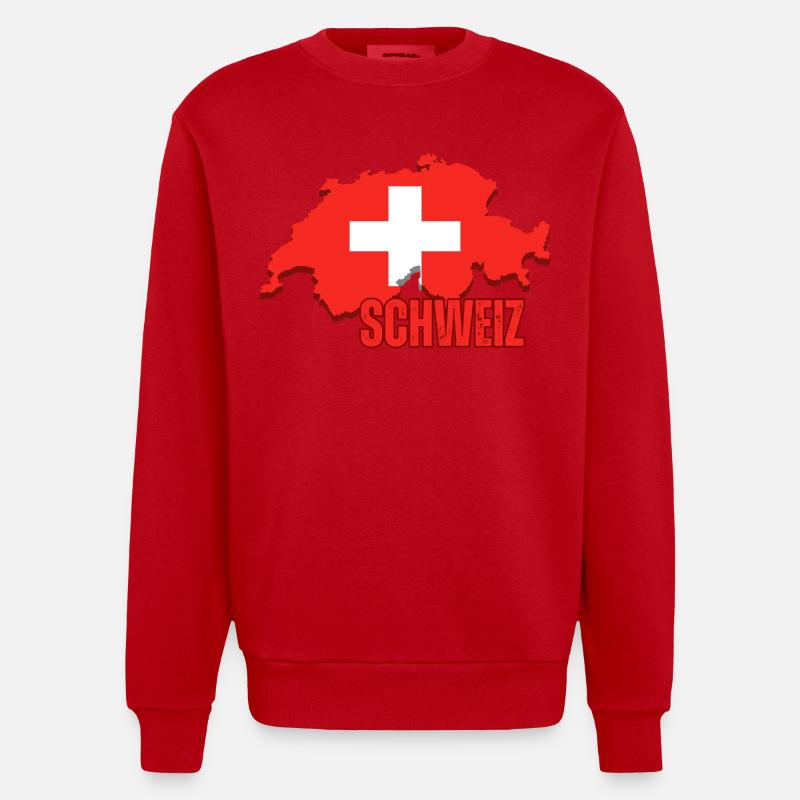 Flagge der Schweiz, Schweizer Stolz - Heavyweight Oversized Organic Crew Neck Made in EU - Rot