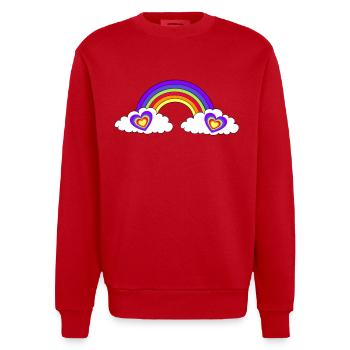 LGBT Regenbogen Herz Herzen - Heavyweight Oversized Organic Crew Neck Made in EU - Rot - Vorne - AI Model Female 172 light (172cm) & AI Model Male 178 light (178cm)