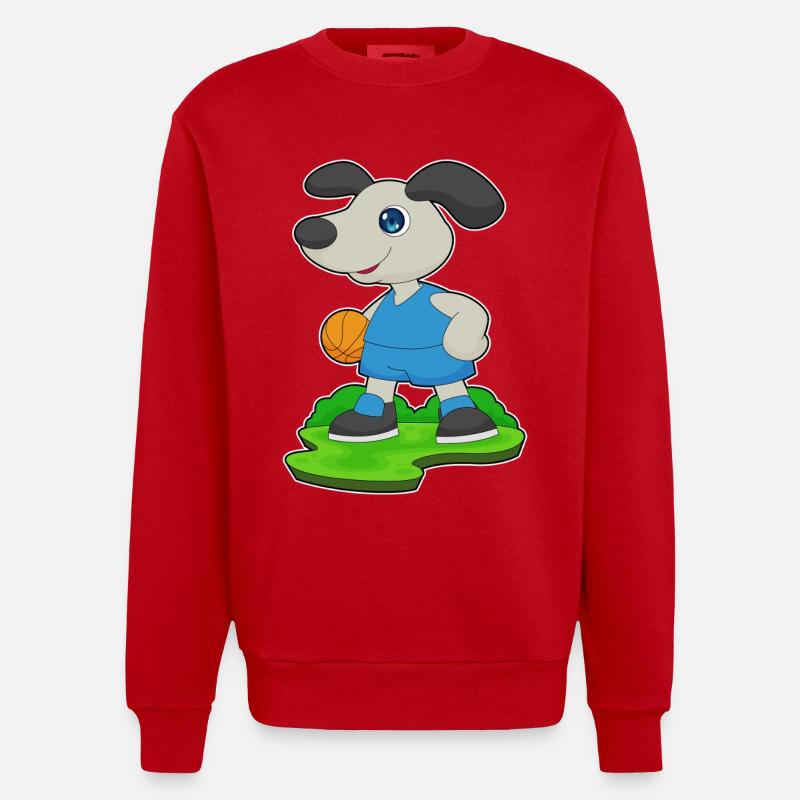 Chien Basketteur Basketteur - Sweat bio épais oversize fabriqué en UE - rouge