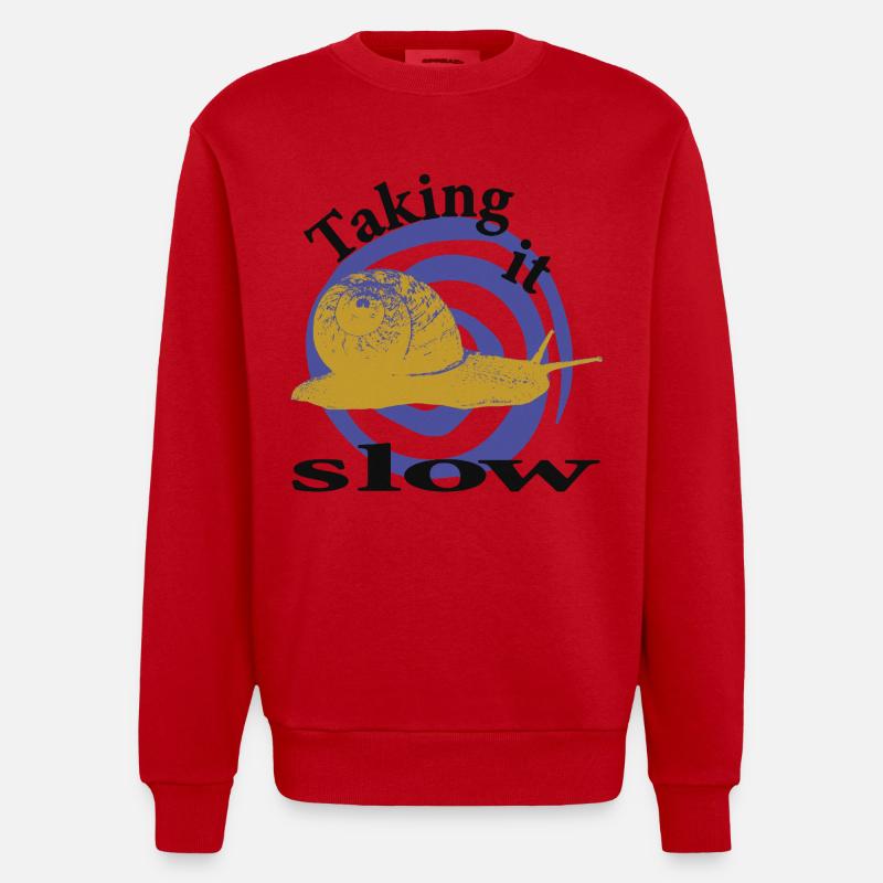 Entspannte Schnecke – Taking It Slow - Heavyweight Oversized Organic Crew Neck Made in EU - Rot