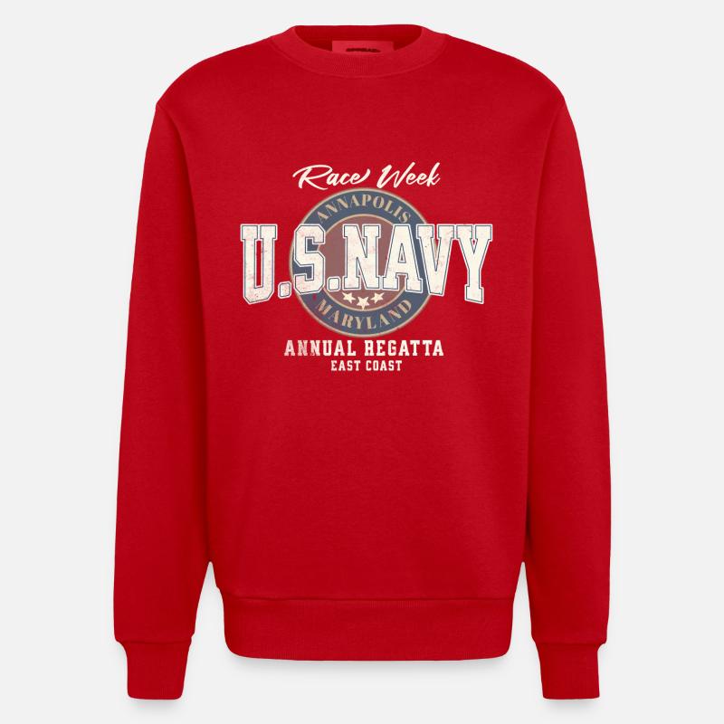 Design U.S. Navy Annapolis Regatta - Sweat bio épais oversize fabriqué en UE - rouge