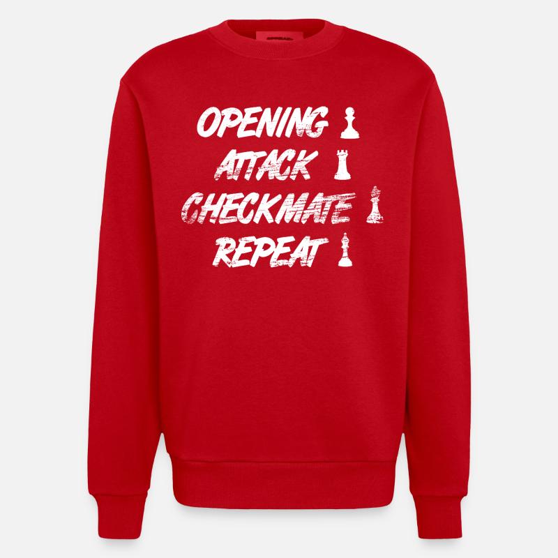 Chess Techniques - Heavyweight Oversized Organic Crew Neck Made in EU - red