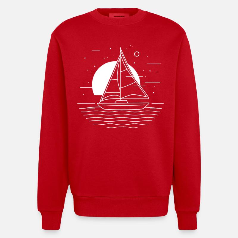 Dessin de voile - Sweat bio épais oversize fabriqué en UE - rouge