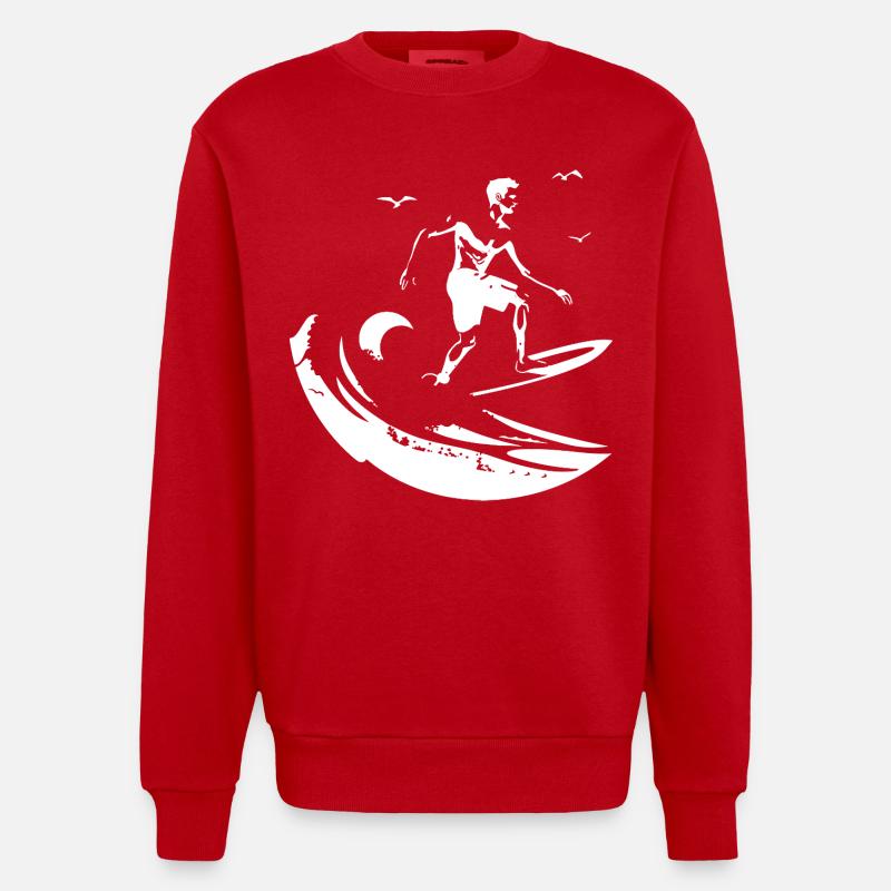 Dessin de surf - Sweat bio épais oversize fabriqué en UE - rouge