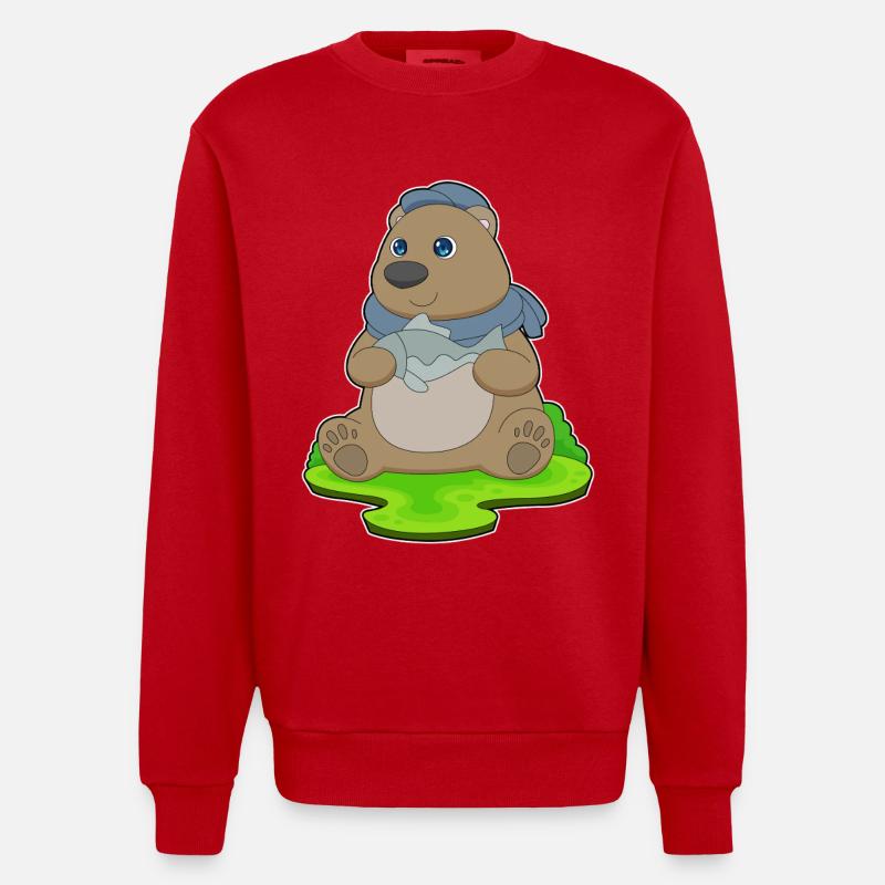 Poisson-ours - Sweat bio épais oversize fabriqué en UE - rouge