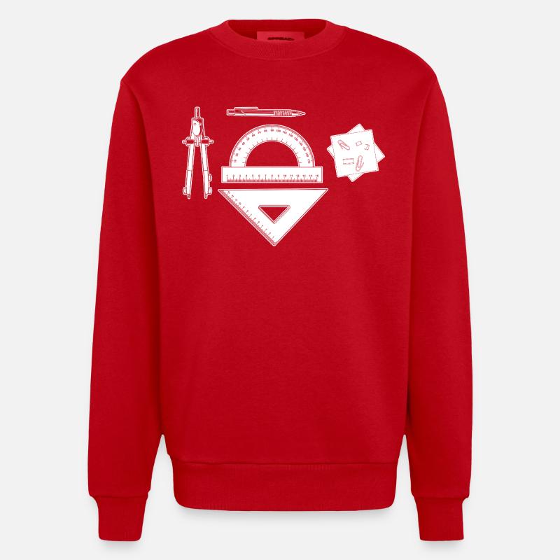 Graphique d’architecte - Sweat bio épais oversize fabriqué en UE - rouge