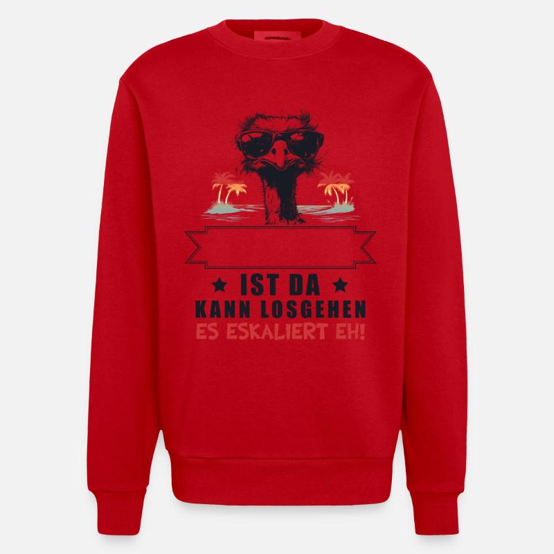 It's escalating anyway! Strauss Name Customizable - Heavyweight Oversized Organic Crew Neck Made in EU - red