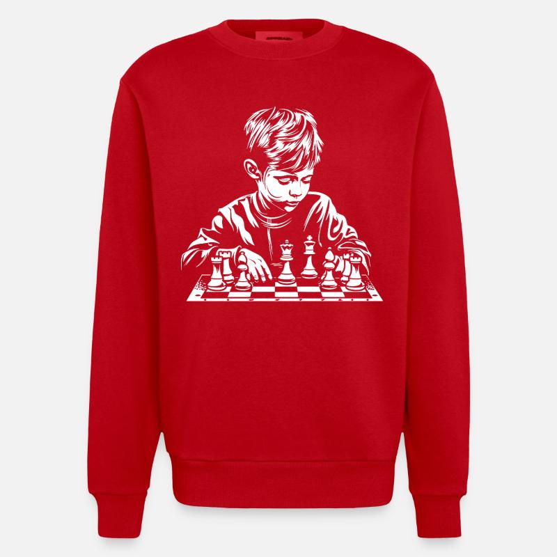 Schachjunge Skizze - Heavyweight Oversized Organic Crew Neck Made in EU - Rot