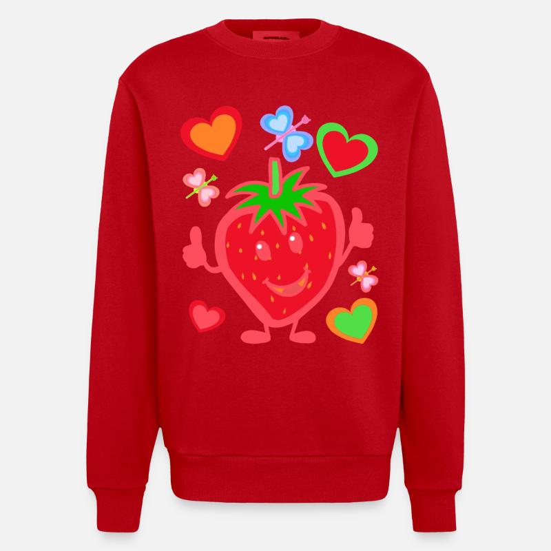 Erdbeere Erdbeer Kinder Kind Sommerzeit - Heavyweight Oversized Organic Crew Neck Made in EU - Rot
