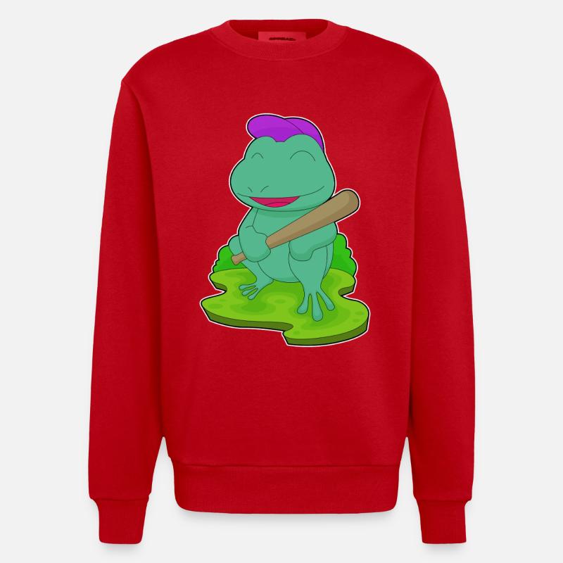 Grenouille Baseball Batte de Baseball - Sweat bio épais oversize fabriqué en UE - rouge