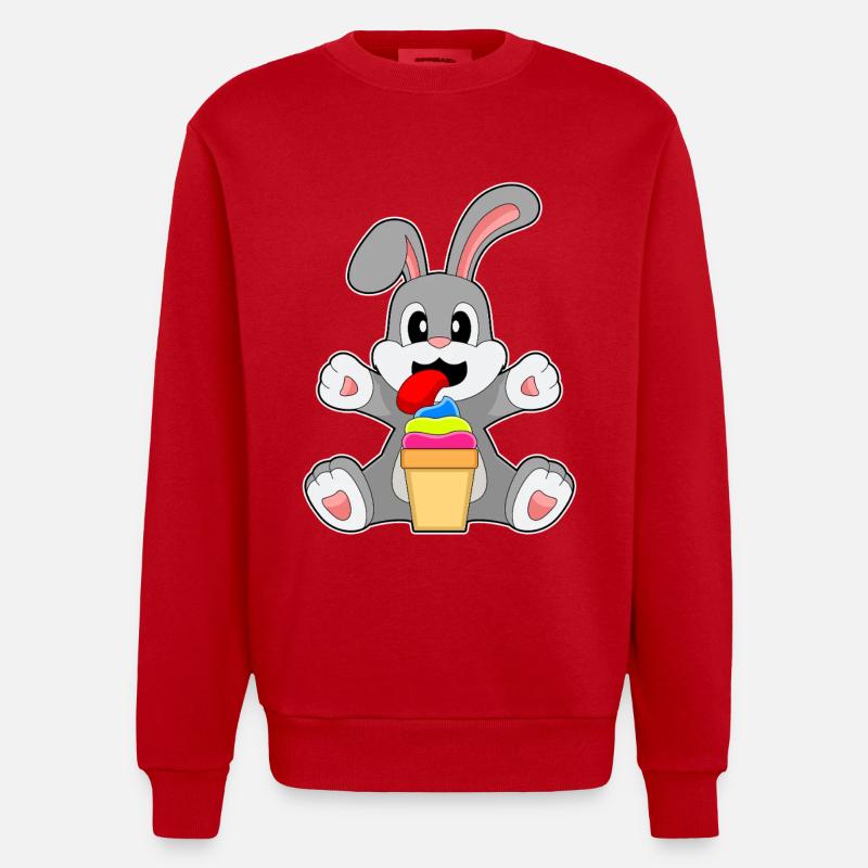 Hase Eisbecher - Heavyweight Oversized Organic Crew Neck Made in EU - Rot