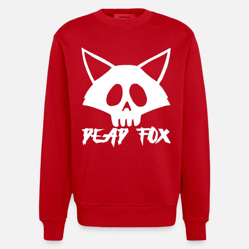 Weißer Fuchs Schädel - Heavyweight Oversized Organic Crew Neck Made in EU - Rot