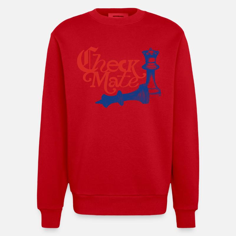 Check Mate Statement - Heavyweight Oversized Organic Crew Neck Made in EU - Rot