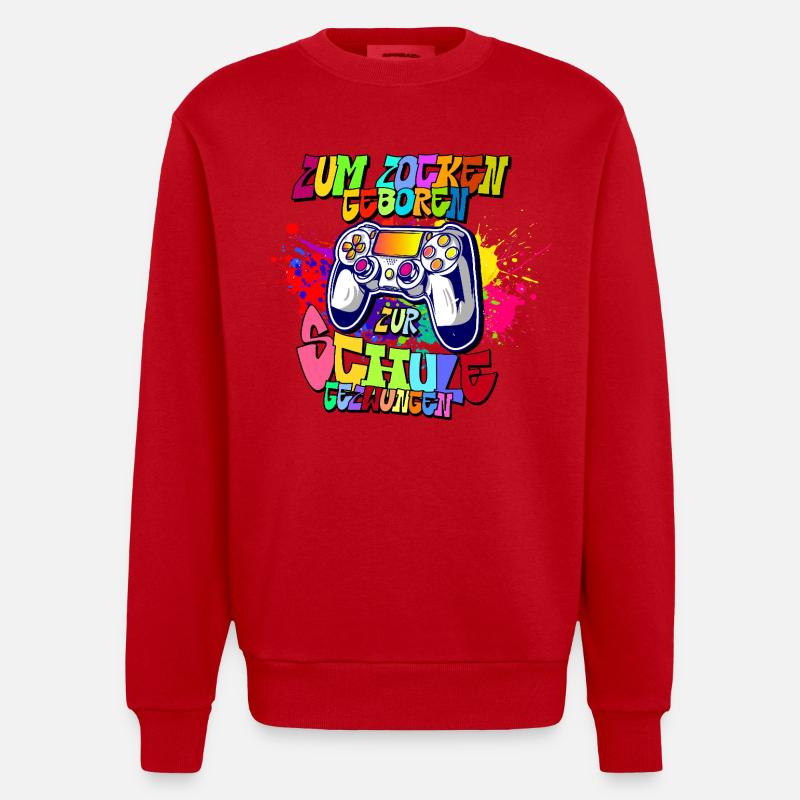 Graffiti Controller Neonfarben progamer - Heavyweight Oversized Organic Crew Neck Made in EU - Rot
