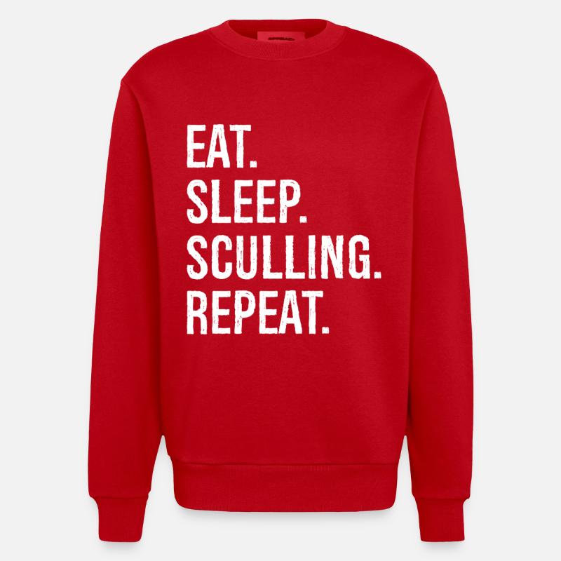 Eat Sleep Sculling Repeat - Heavyweight Oversized Organic Crew Neck Made in EU - red