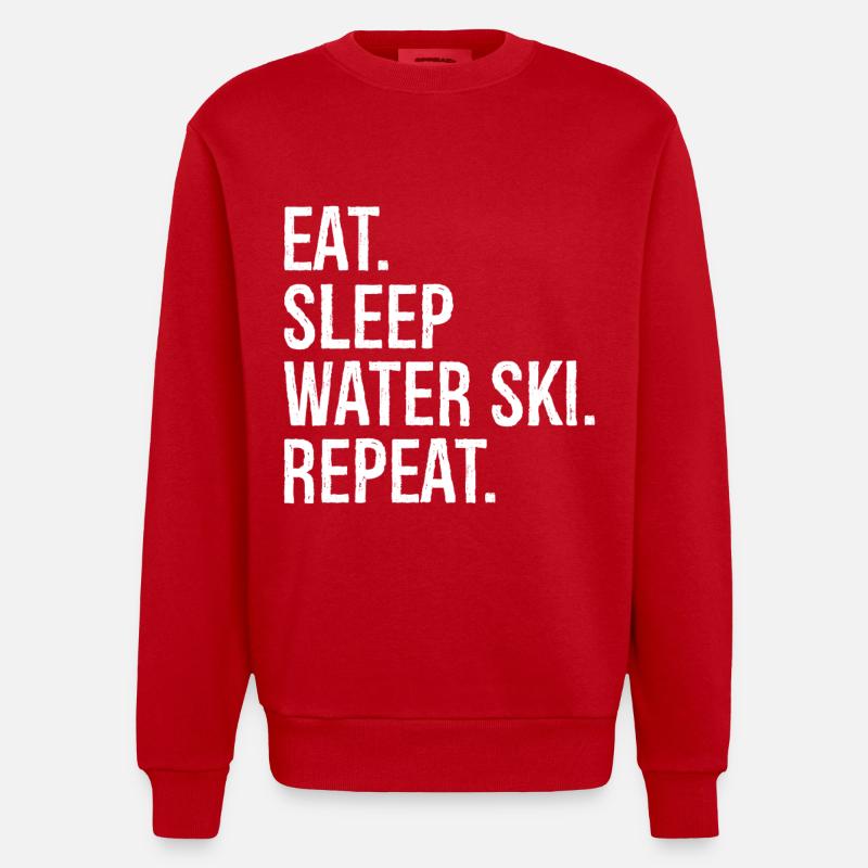 Manger dormir Ski nautique Répéter - Sweat bio épais oversize fabriqué en UE - rouge