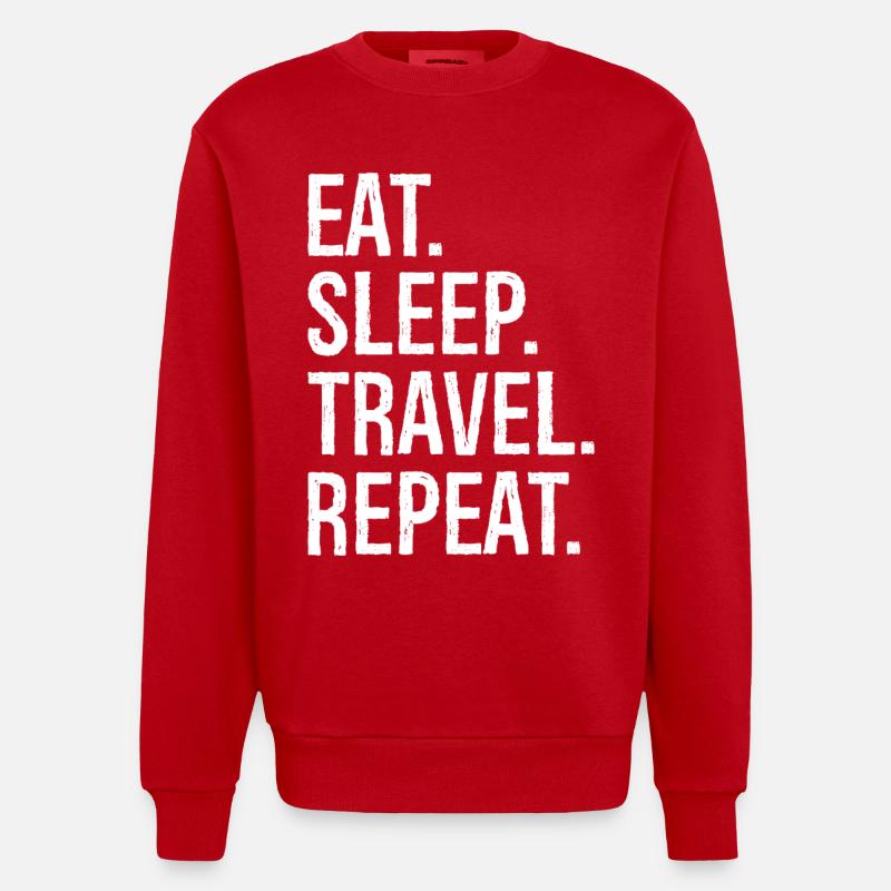 Manger dormir Voyager Répéter - Sweat bio épais oversize fabriqué en UE - rouge