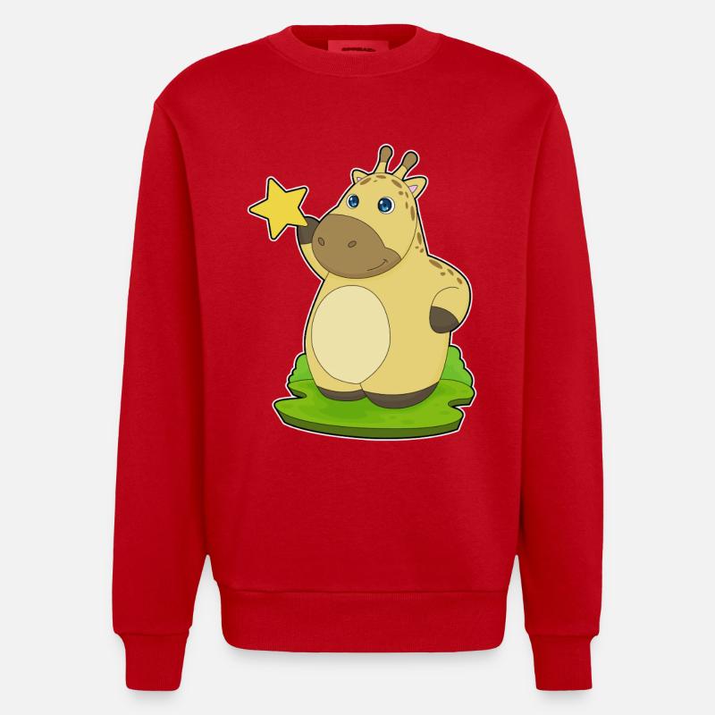 Giraffe Star - Heavyweight Oversized Organic Crew Neck Made in EU - red