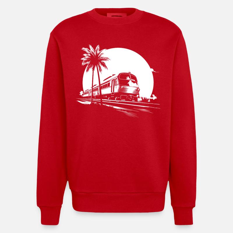 Zug Grafik - Heavyweight Oversized Organic Crew Neck Made in EU - Rot