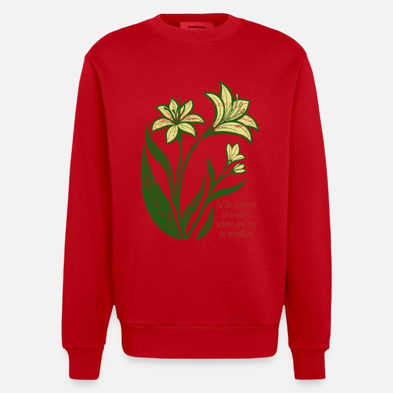 Blumen - Frühling - Be the sunshine - Spruch - Heavyweight Oversized Organic Crew Neck Made in EU - Rot