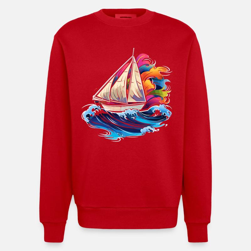 Navigation Synthwave - Sweat bio épais oversize fabriqué en UE - rouge
