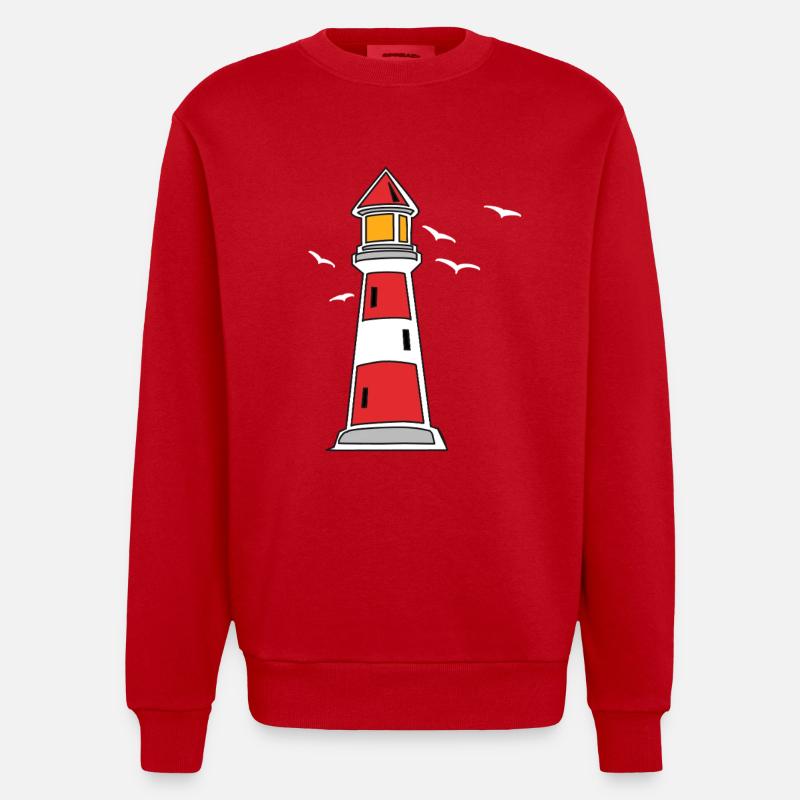Leuchtturm See Küste maritim - Heavyweight Oversized Organic Crew Neck Made in EU - Rot