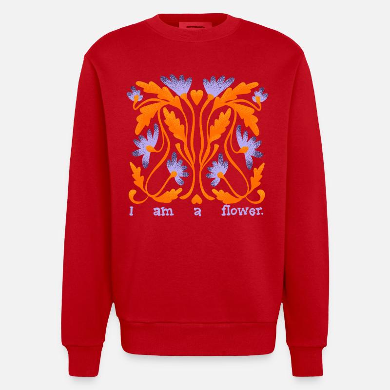 Je suis une fleur - Sweat bio épais oversize fabriqué en UE - rouge