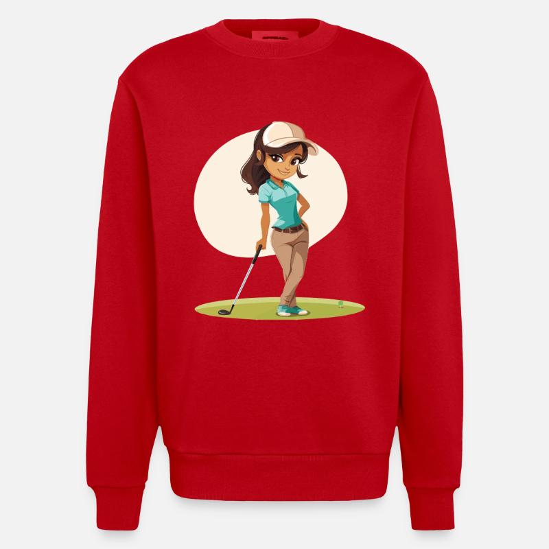 Bande dessinée golfeuse - Sweat bio épais oversize fabriqué en UE - rouge