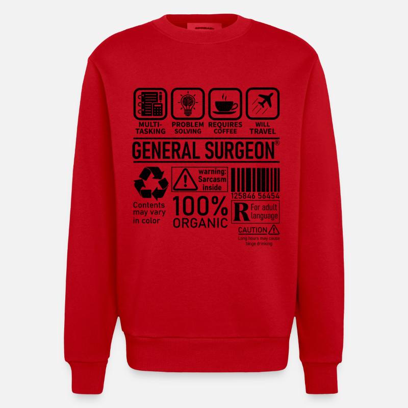 General Surgeon multi tasking problem solving - Heavyweight Oversized Organic Crew Neck Made in EU - red