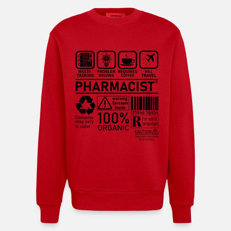 Pharmacien multitâche résolution de problèmes - Sweat bio épais oversize fabriqué en UE - rouge