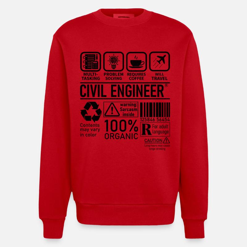 Civil Engineer multi tasking problem solving - Heavyweight Oversized Organic Crew Neck Made in EU - red