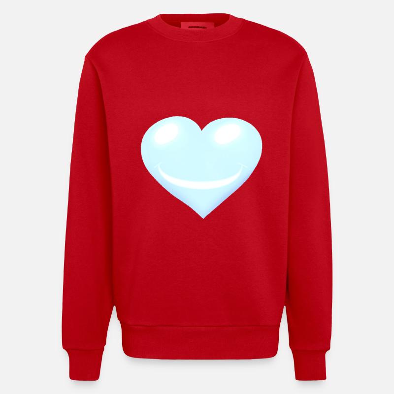 Coeur Coeurs Emotion Visage - Sweat bio épais oversize fabriqué en UE - rouge
