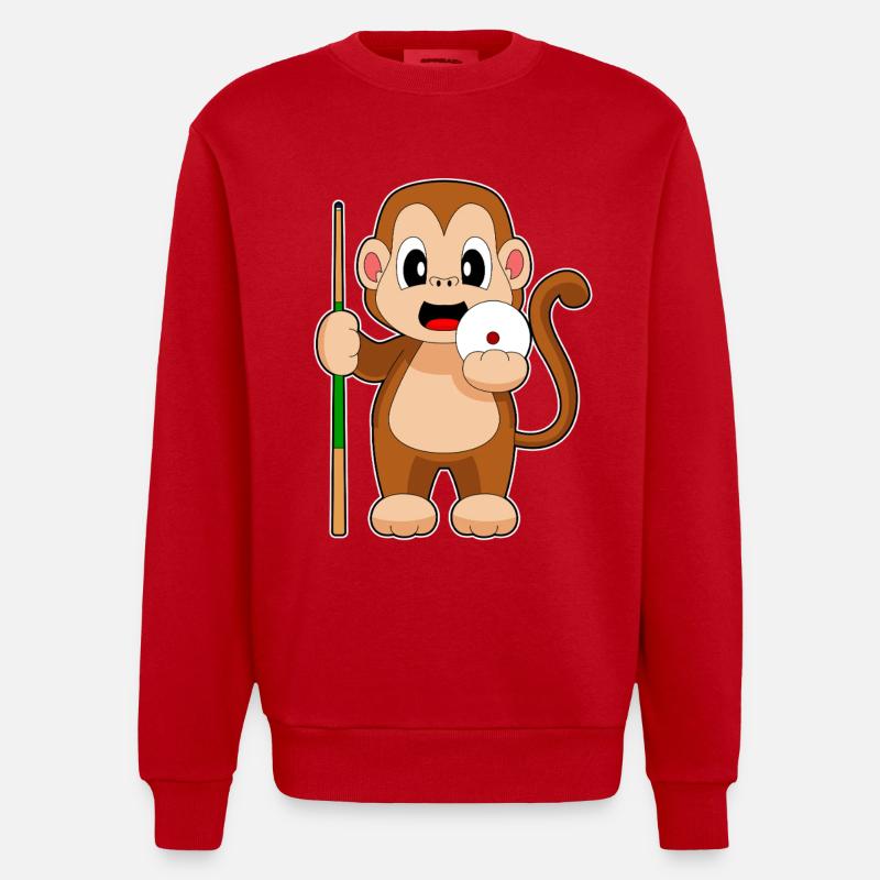 Queue de billard Monkey - Sweat bio épais oversize fabriqué en UE - rouge