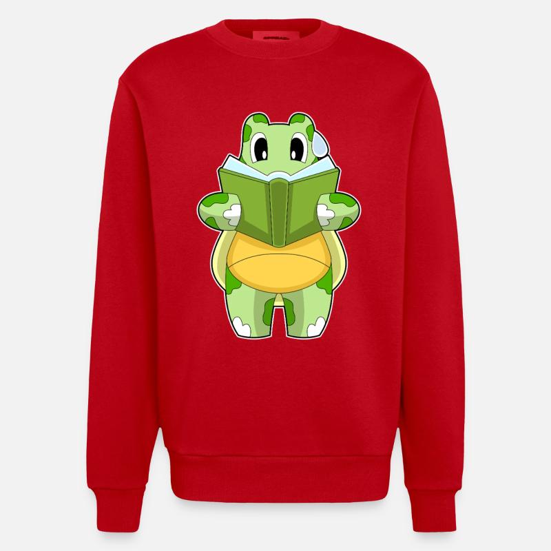 Turtle Book - Heavyweight Oversized Organic Crew Neck Made in EU - red