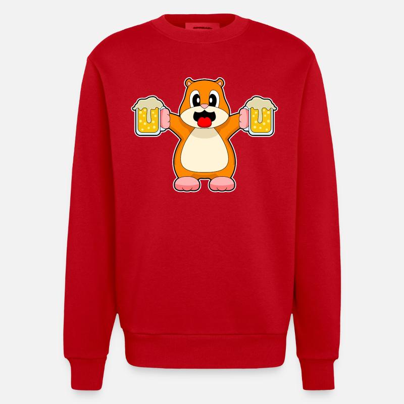 Bière de hamster - Sweat bio épais oversize fabriqué en UE - rouge