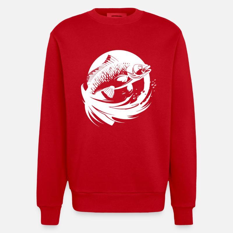 Dessin de poisson - Sweat bio épais oversize fabriqué en UE - rouge