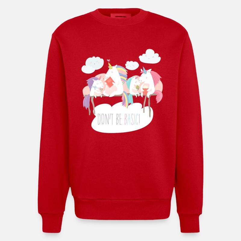 Einhorn don't be basic statement - Heavyweight Oversized Organic Crew Neck Made in EU - Rot