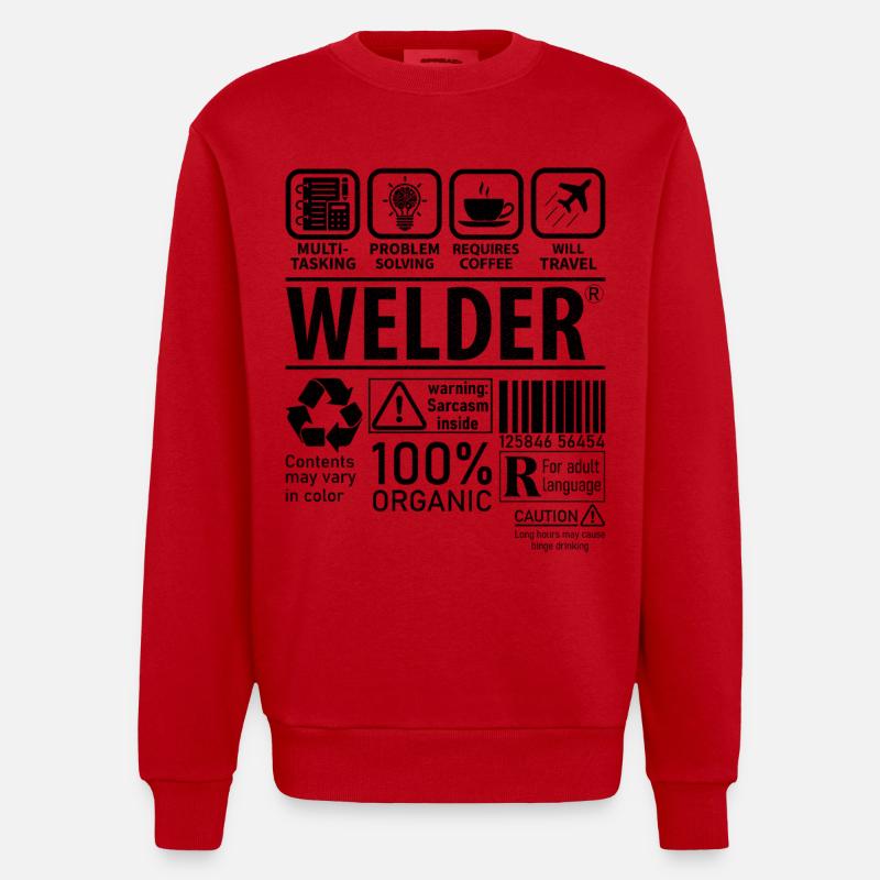 Welder multi tasking problem solving requires - Heavyweight Oversized Organic Crew Neck Made in EU - red